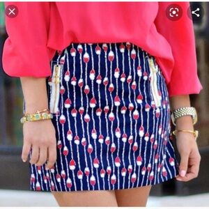 Lilly Pulitzer Tate Skirt in Bright Navy Swim Lanes Stripe Print Size 10